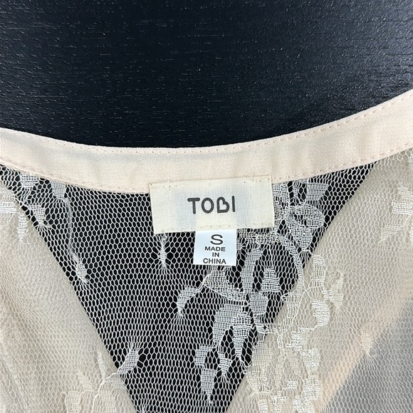 Tobi Sheer Blush Tank Top with Lace Back - S - Picture 7 of 12